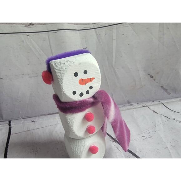 Wooden Handmade Snowman Winter Tiered Tray Home Decor Shelf Sitterneon Pink New - Picture 2 of 6
